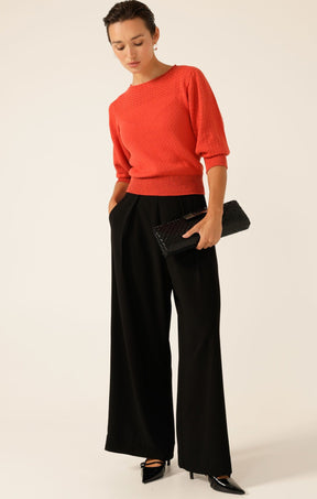 Knitwear 3/4 SLEEVE RIPPLE KNIT TOP IN BURNT ORANGE