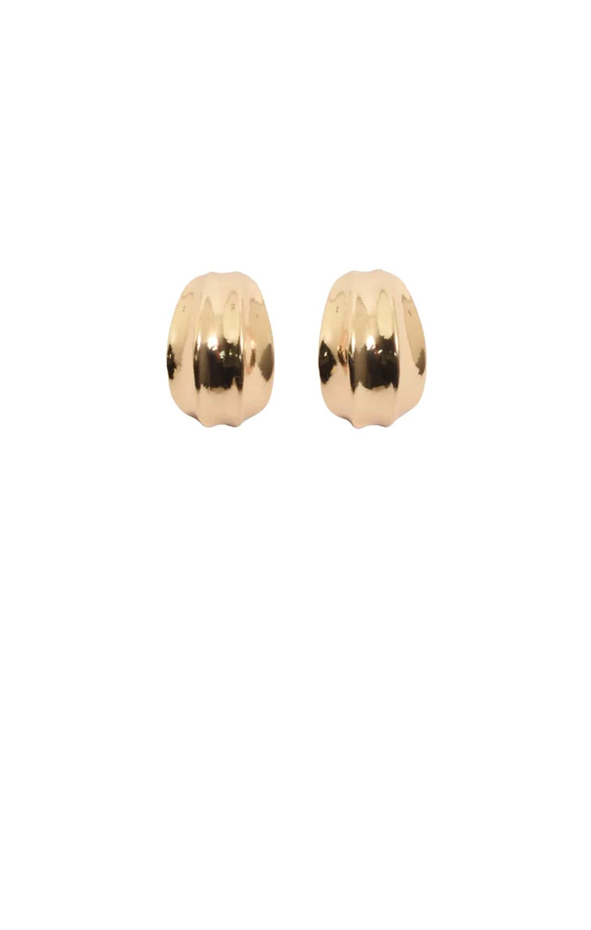 Earrings OS / GOLD CURVED METAL HOOPS IN GOLD