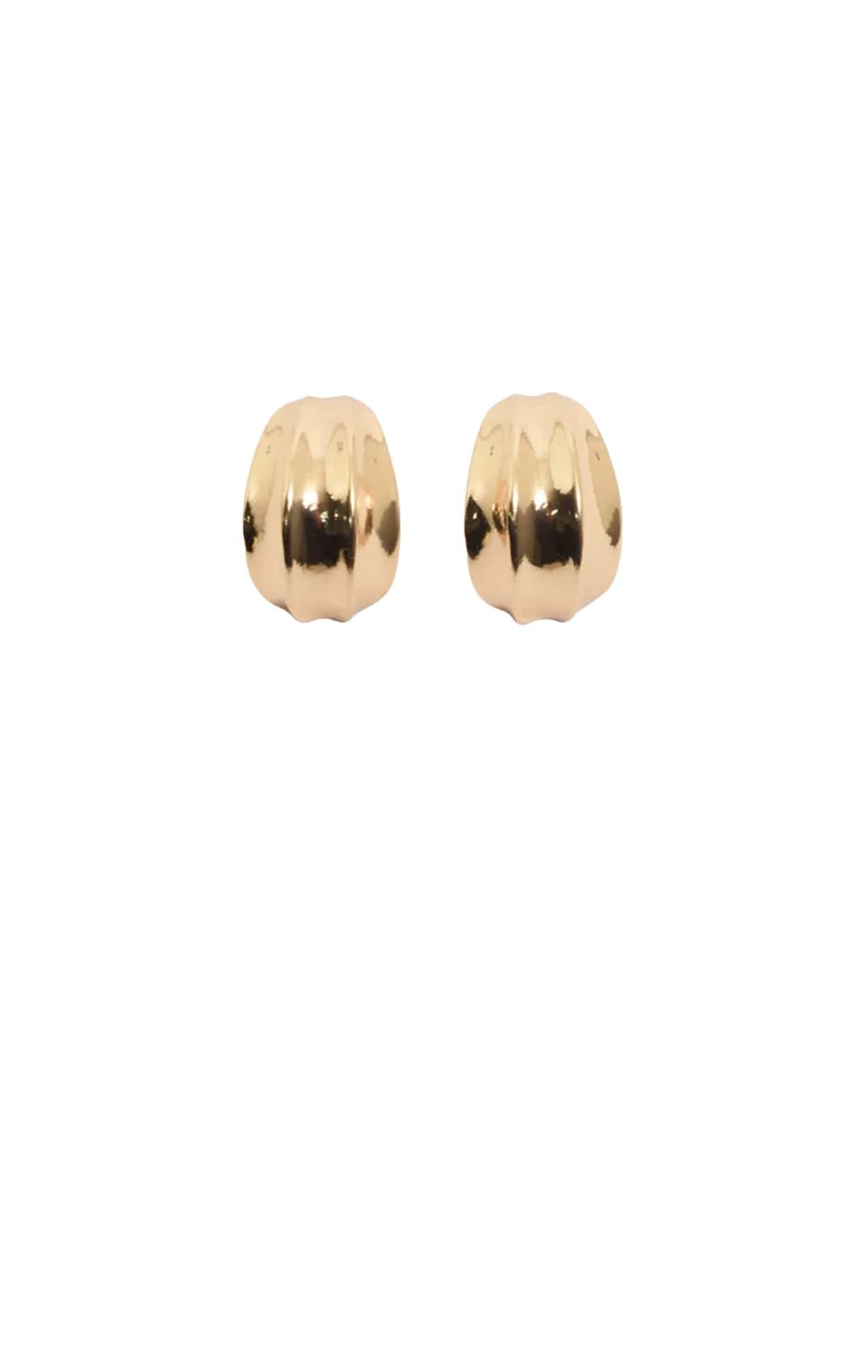 Earrings OS / GOLD CURVED METAL HOOPS IN GOLD