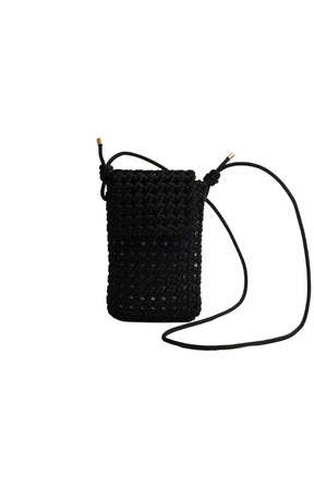 Bags OS / BLACK MERRIN WOVEN SATIN CROSSBODY BAG IN BLACK