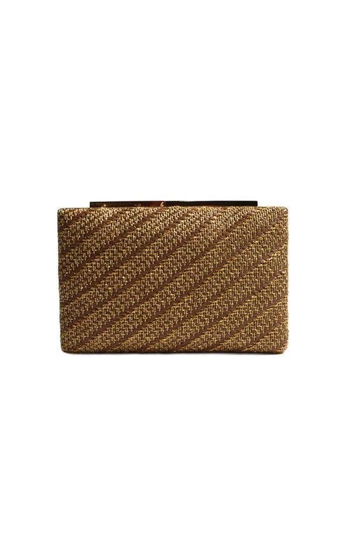 Bags OS / CHOCOLATE SOLEI WOVEN STRUCTURED CLUTCH IN CHOCOLATE