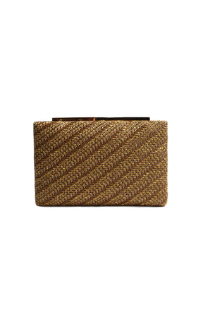 Bags OS / CHOCOLATE SOLEI WOVEN STRUCTURED CLUTCH IN CHOCOLATE