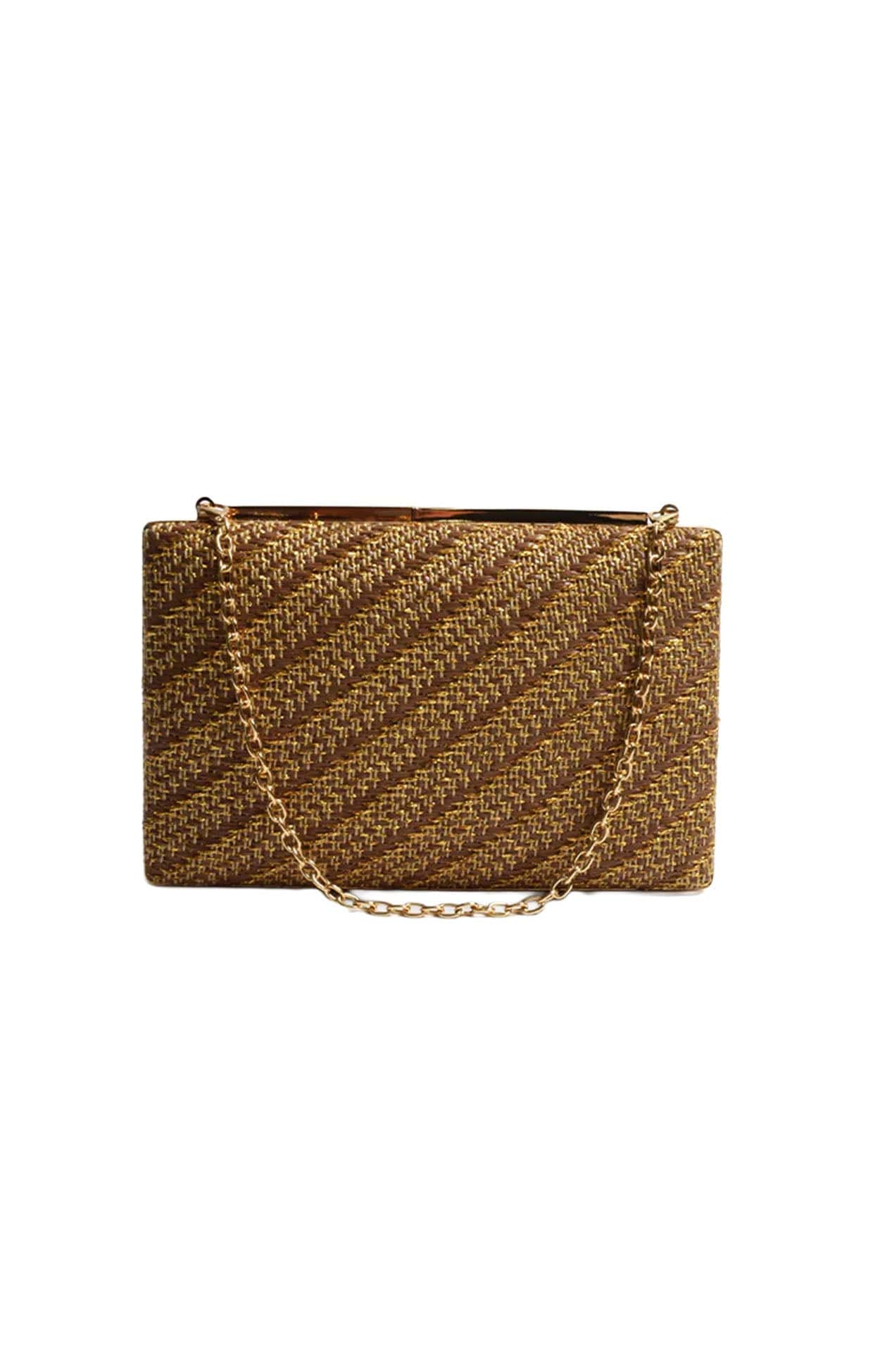 Bags OS / CHOCOLATE SOLEI WOVEN STRUCTURED CLUTCH IN CHOCOLATE