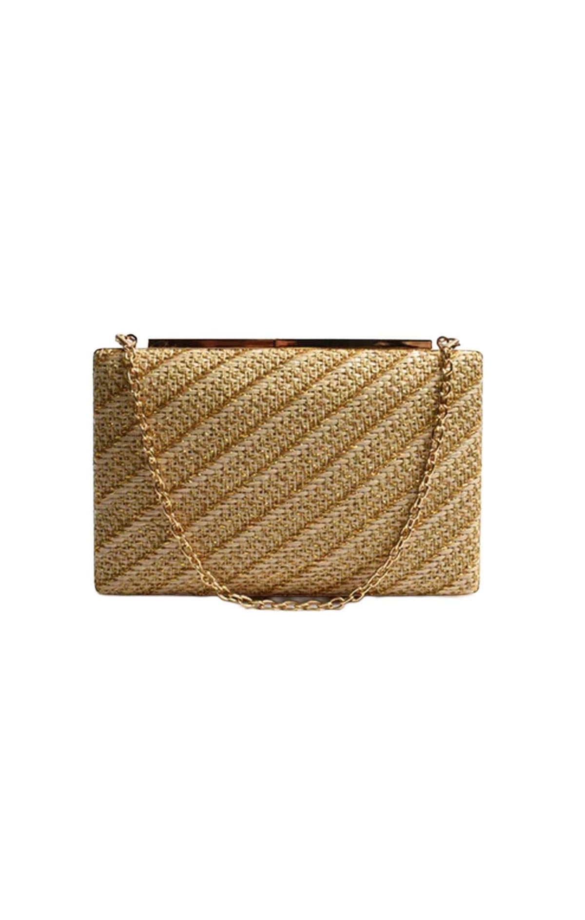 Bags OS / NATURAL SOLEI WOVEN STRUCTURED  CLUTCH BAG IN NATURAL