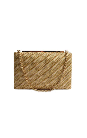 Bags OS / NATURAL SOLEI WOVEN STRUCTURED  CLUTCH BAG IN NATURAL