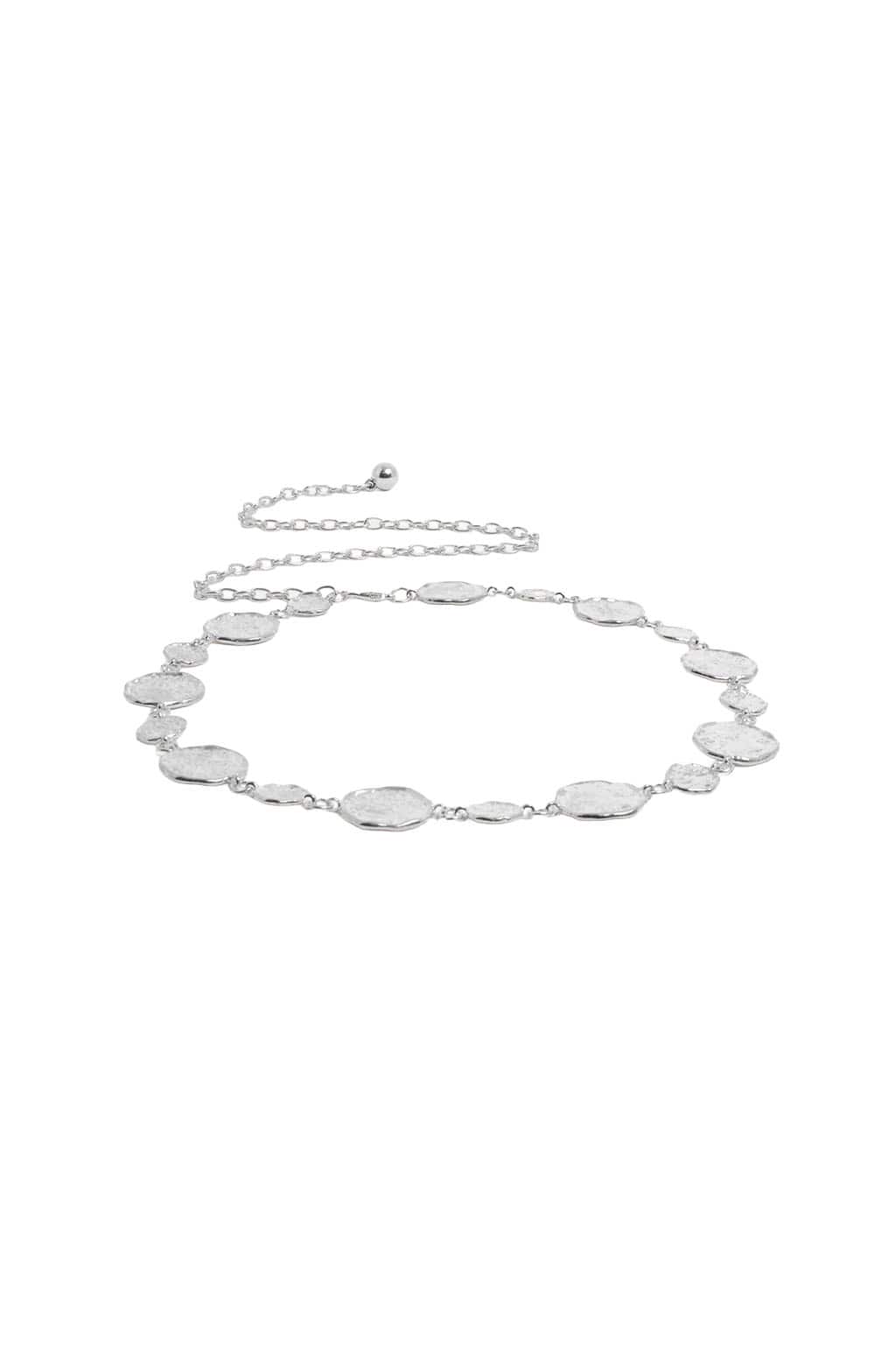 Belts OS / SILVER TEXTURED METAL DISC CHAIN BELT IN SILVER