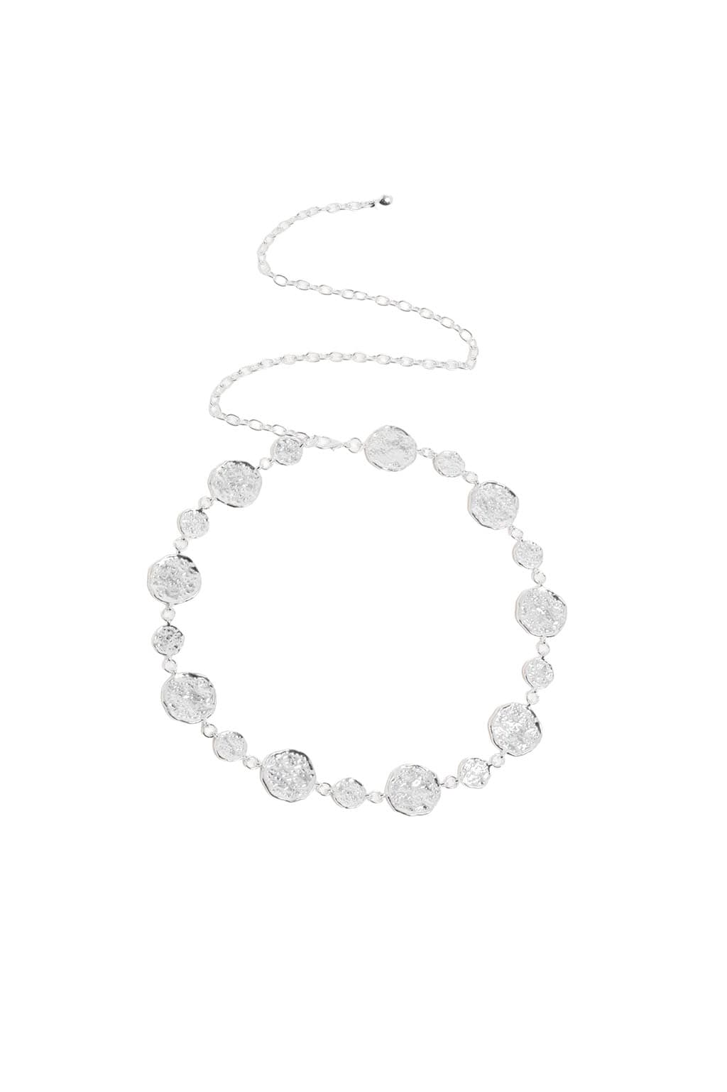 Belts OS / SILVER TEXTURED METAL DISC CHAIN BELT IN SILVER