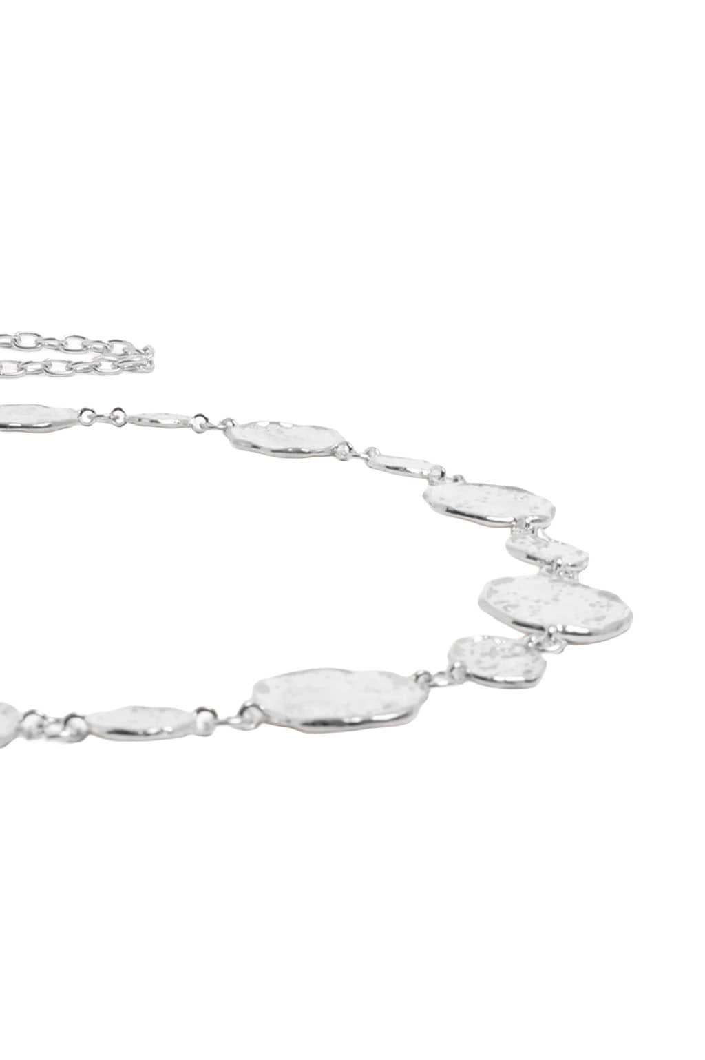 Belts OS / SILVER TEXTURED METAL DISC CHAIN BELT IN SILVER