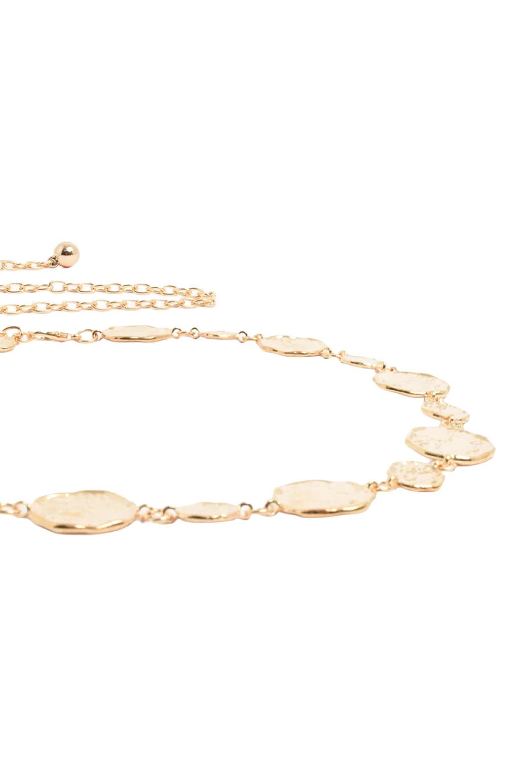 ACCESSORIES Belts OS / GOLD TEXTURED METAL DISC CHAIN BELT IN GOLD