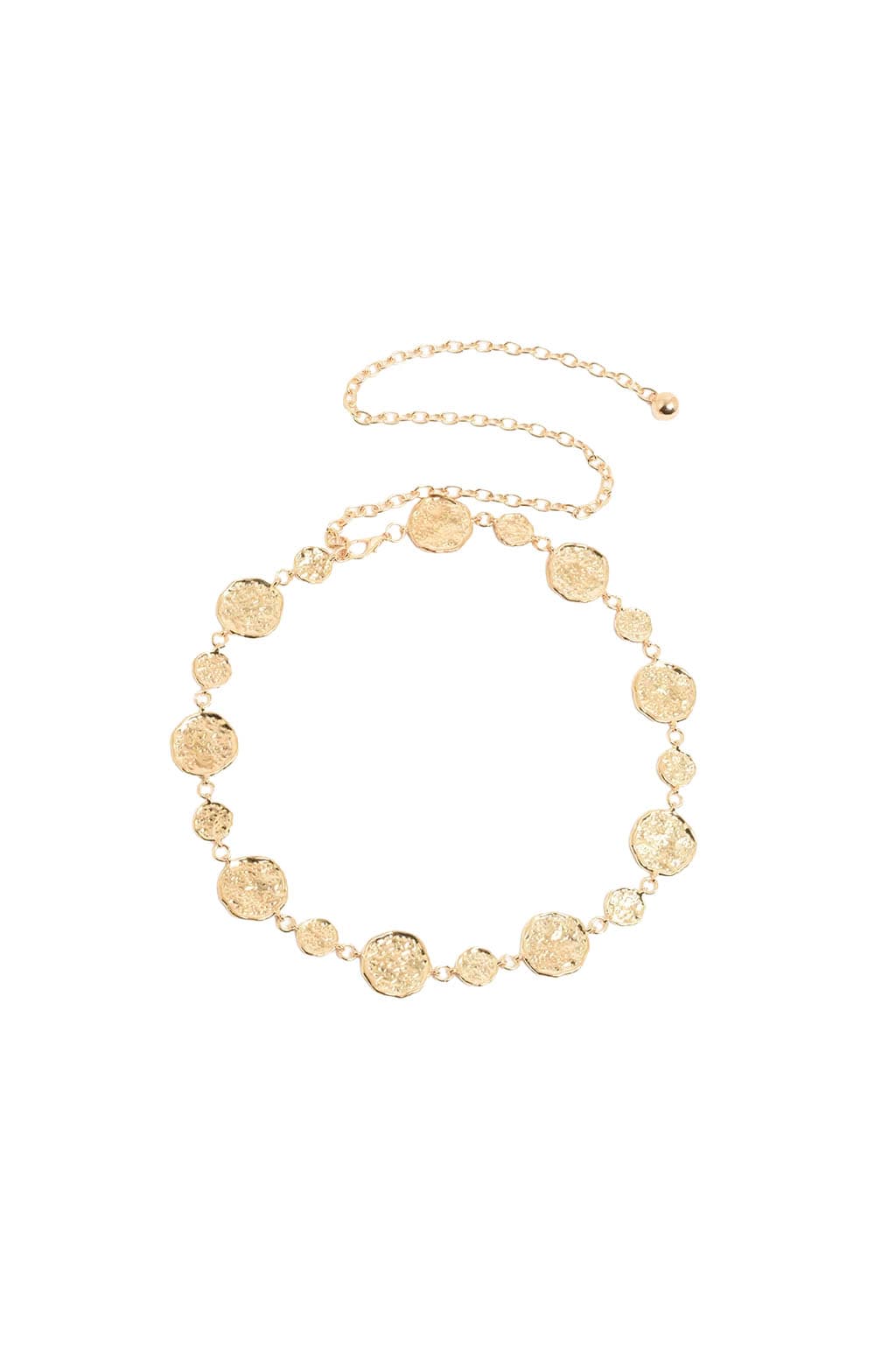 ACCESSORIES Belts OS / GOLD TEXTURED METAL DISC CHAIN BELT IN GOLD