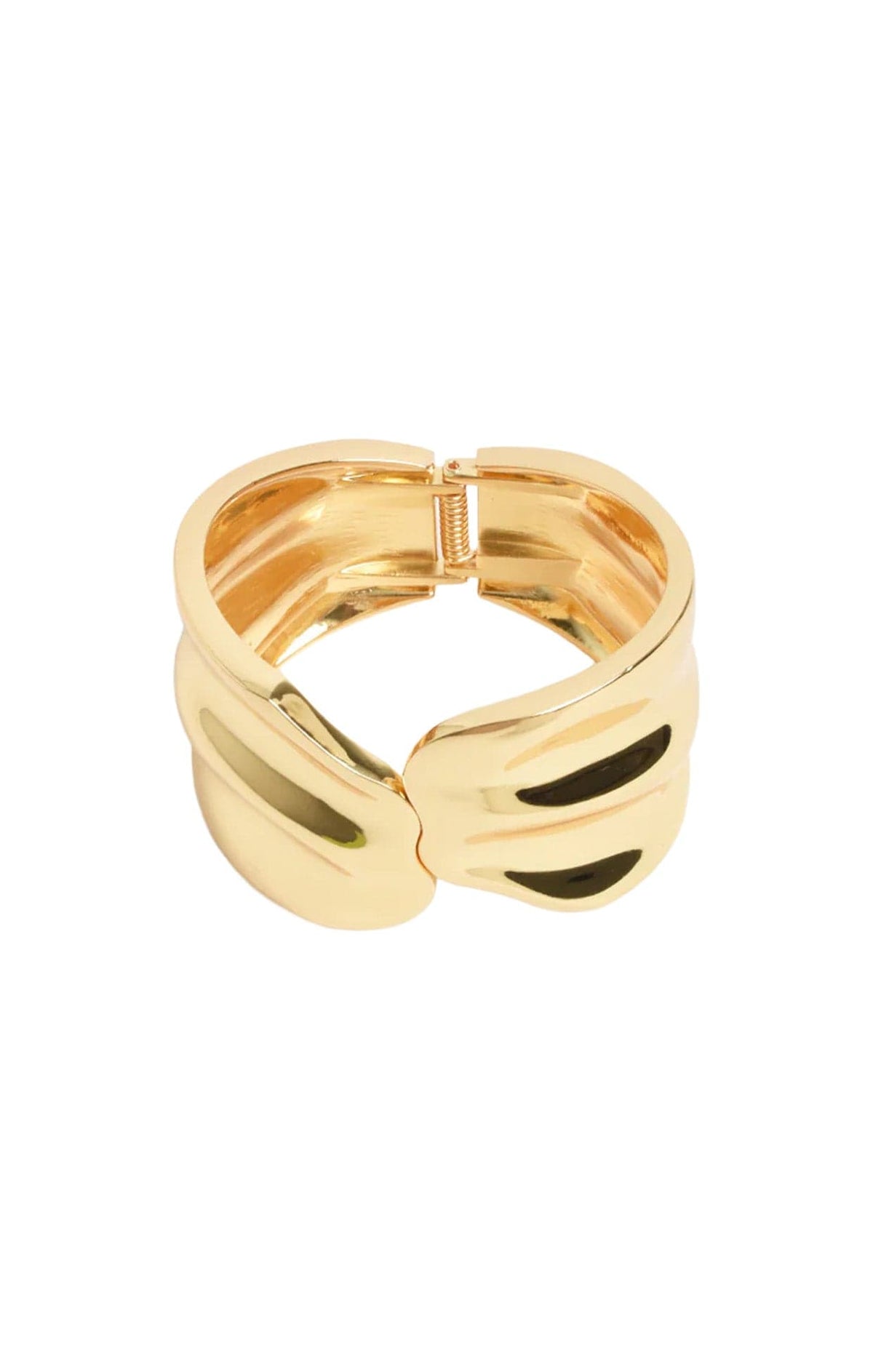 Bracelets OS / GOLD WAVE HINGED BANGLE