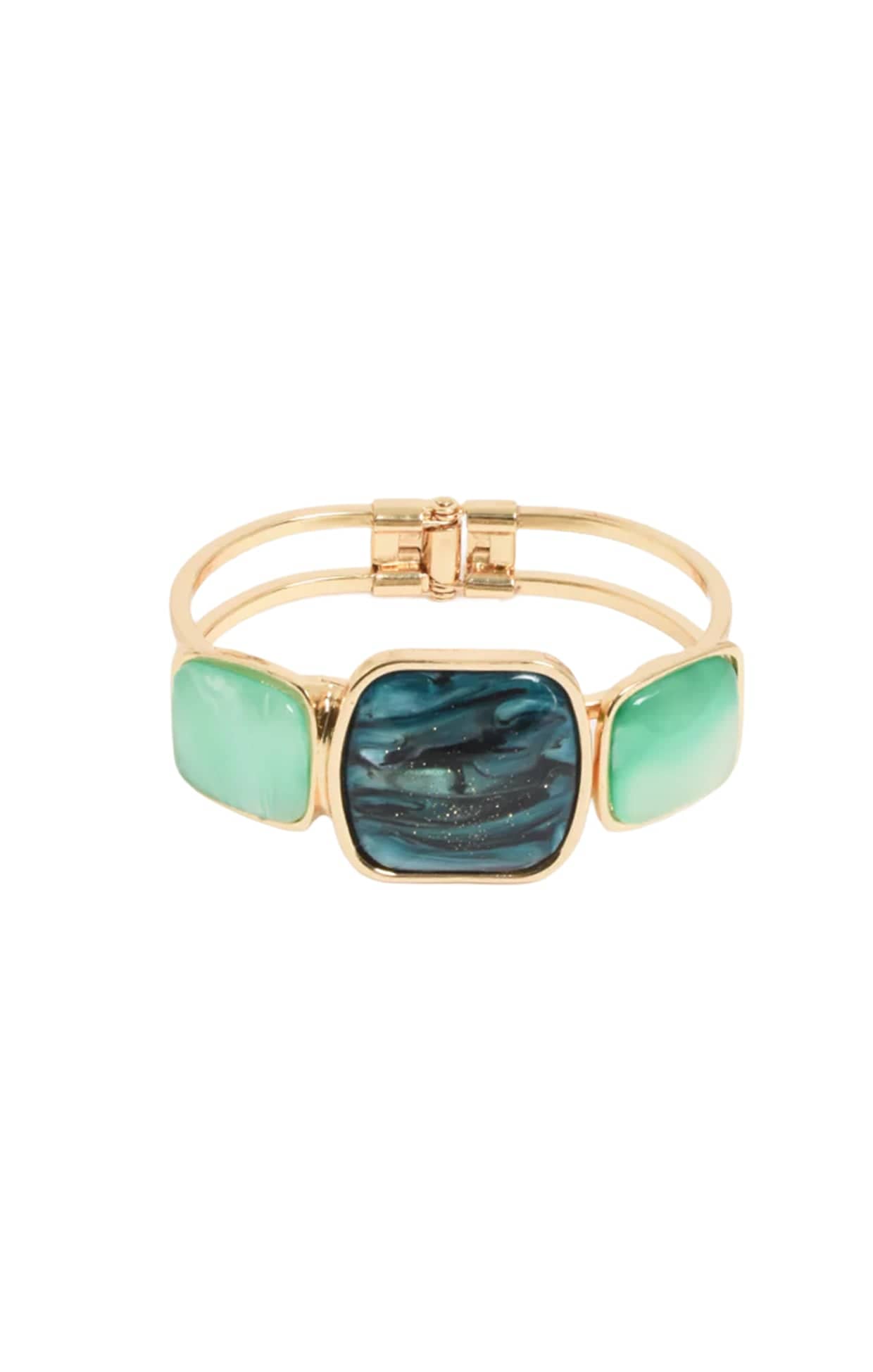 Bracelets OS / GREENS AMARIS HINGE BANGLE IN TEAL