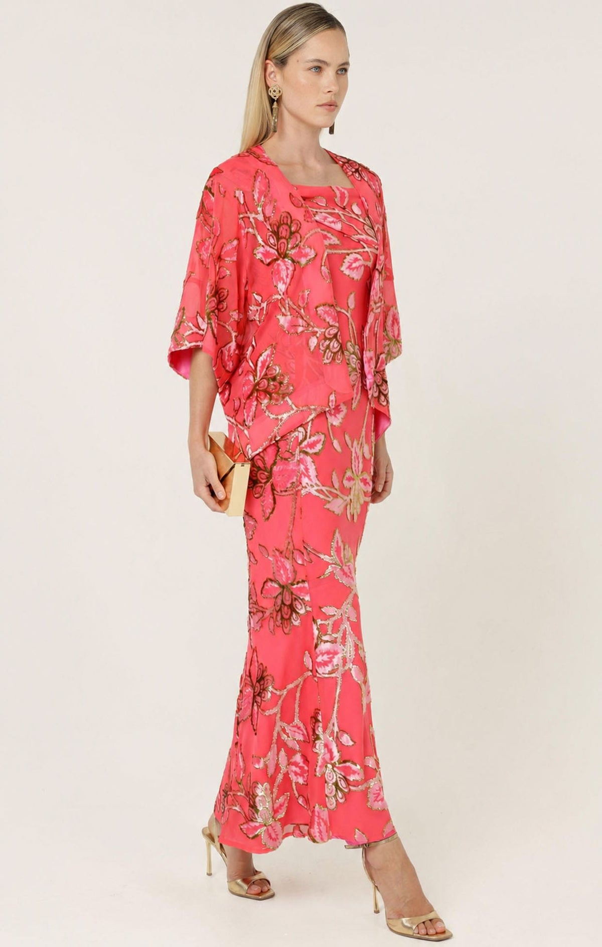 BLOSSOM KIMONO IN WATERMELON GOLD