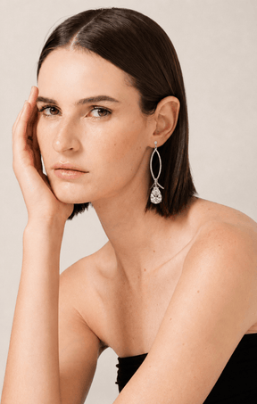 ACCESSORIES Earrings OS / DIAMANTE ALLEGRA DROP EARRINGS IN DIAMANTE