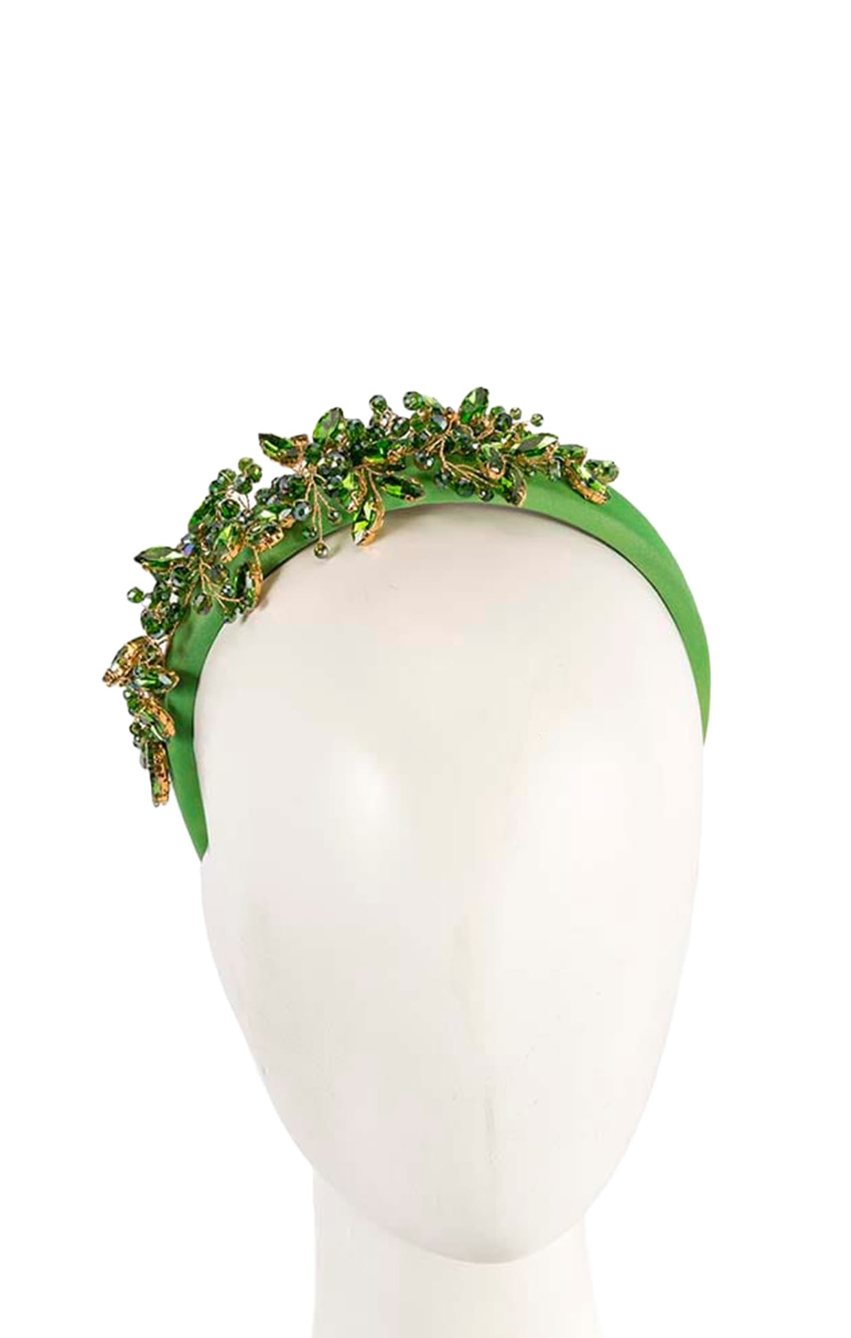 Headbands OS / GREEN AMELIA BEADED HEADBAND IN GREEN