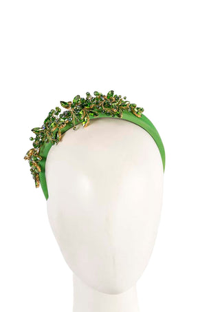 Headbands OS / GREEN AMELIA BEADED HEADBAND IN GREEN