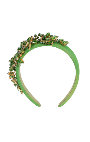 Headbands OS / GREEN AMELIA BEADED HEADBAND IN GREEN
