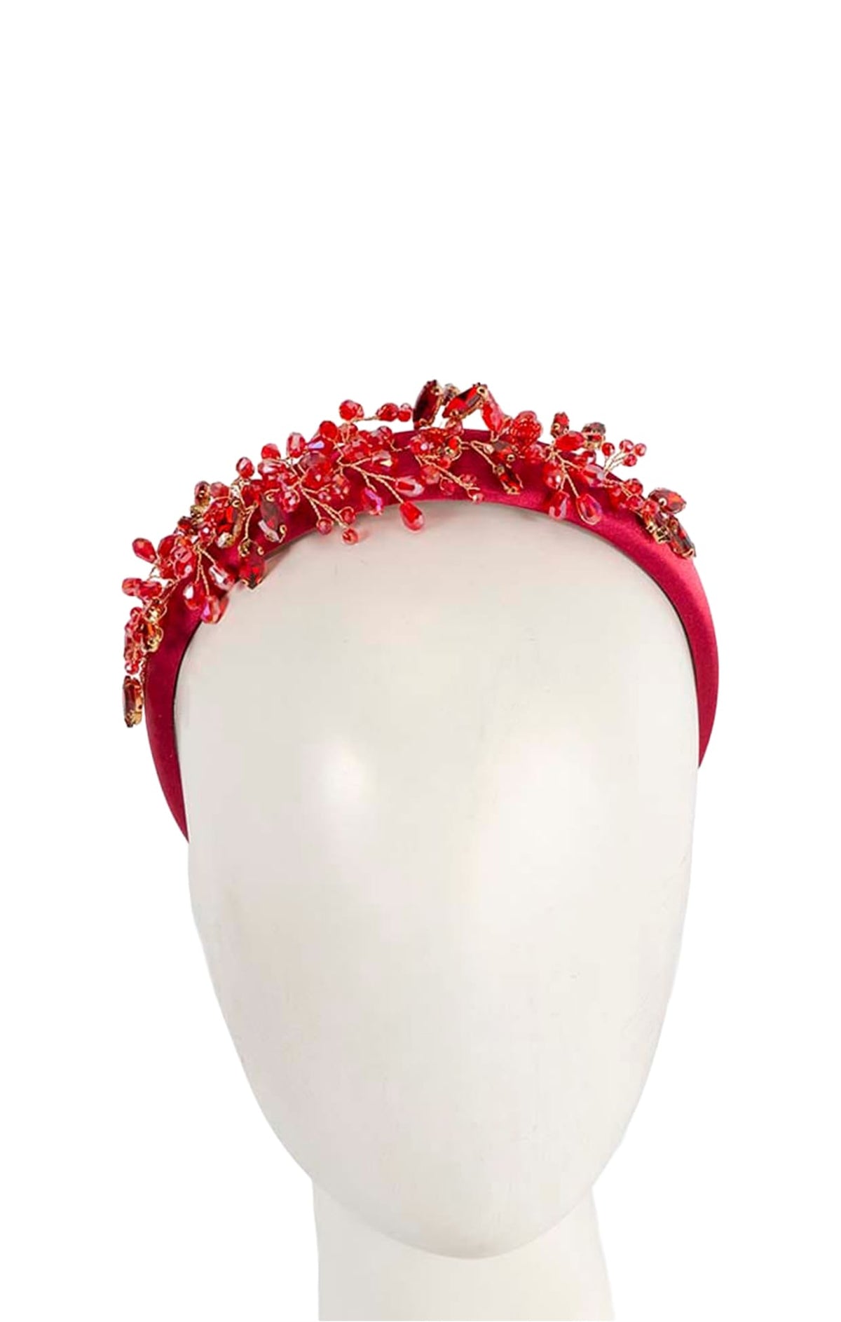 Headbands OS / RED AMELIA BEADED HEADBAND IN RED