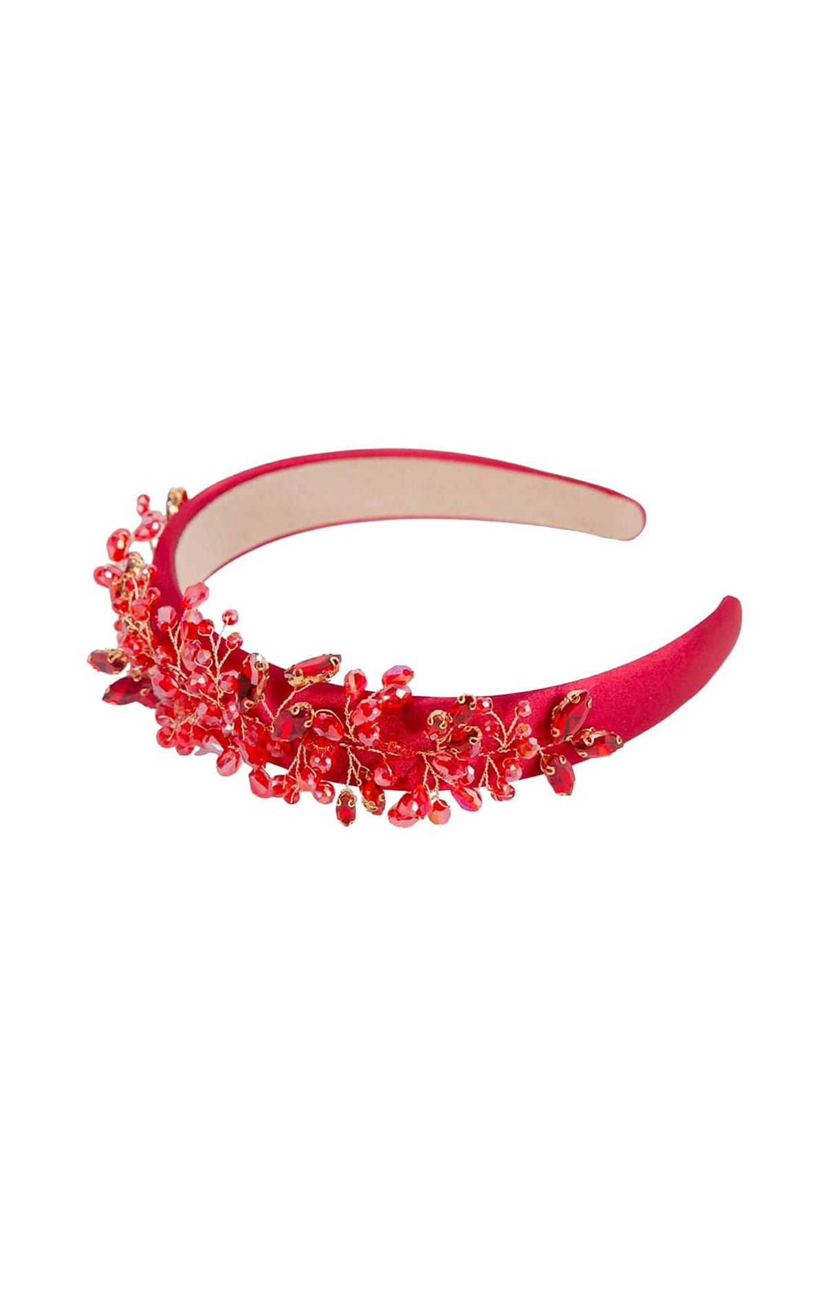 Headbands OS / RED AMELIA BEADED HEADBAND IN RED