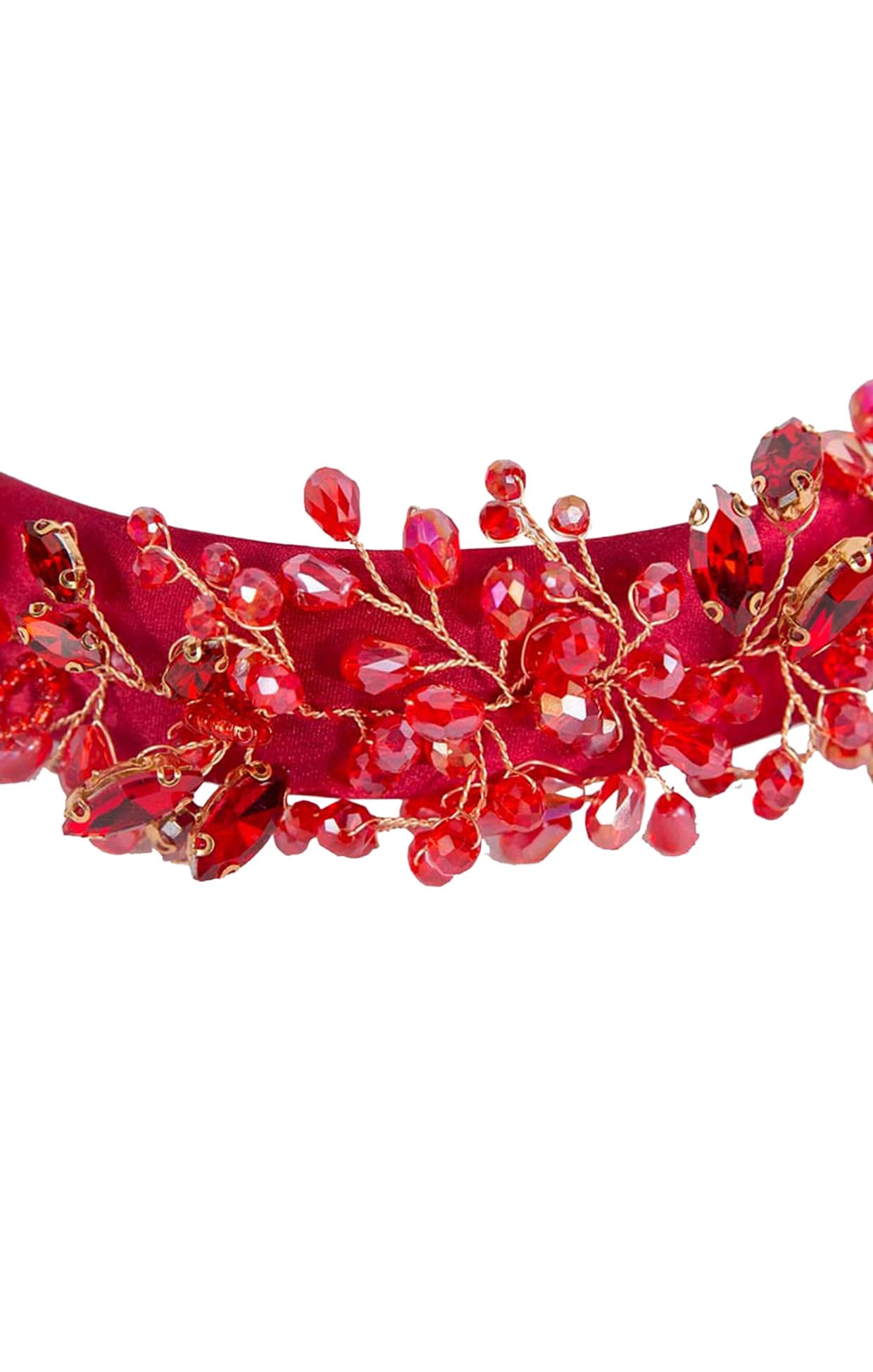 Headbands OS / RED AMELIA BEADED HEADBAND IN RED