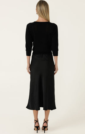 Skirts Multi Occasion LUXE BIAS MIDI SKIRT IN BLACK