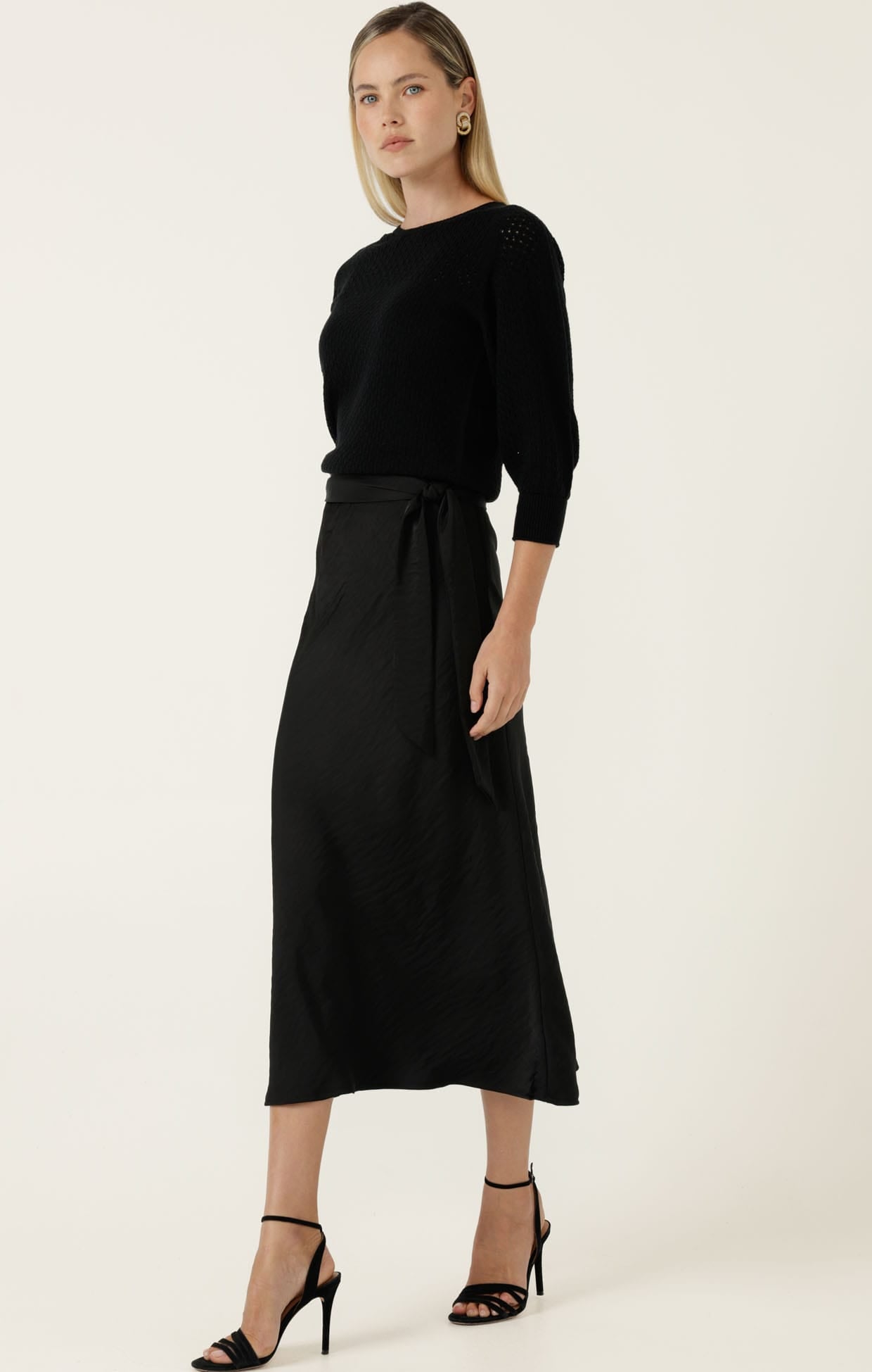 Skirts Multi Occasion LUXE BIAS MIDI SKIRT IN BLACK