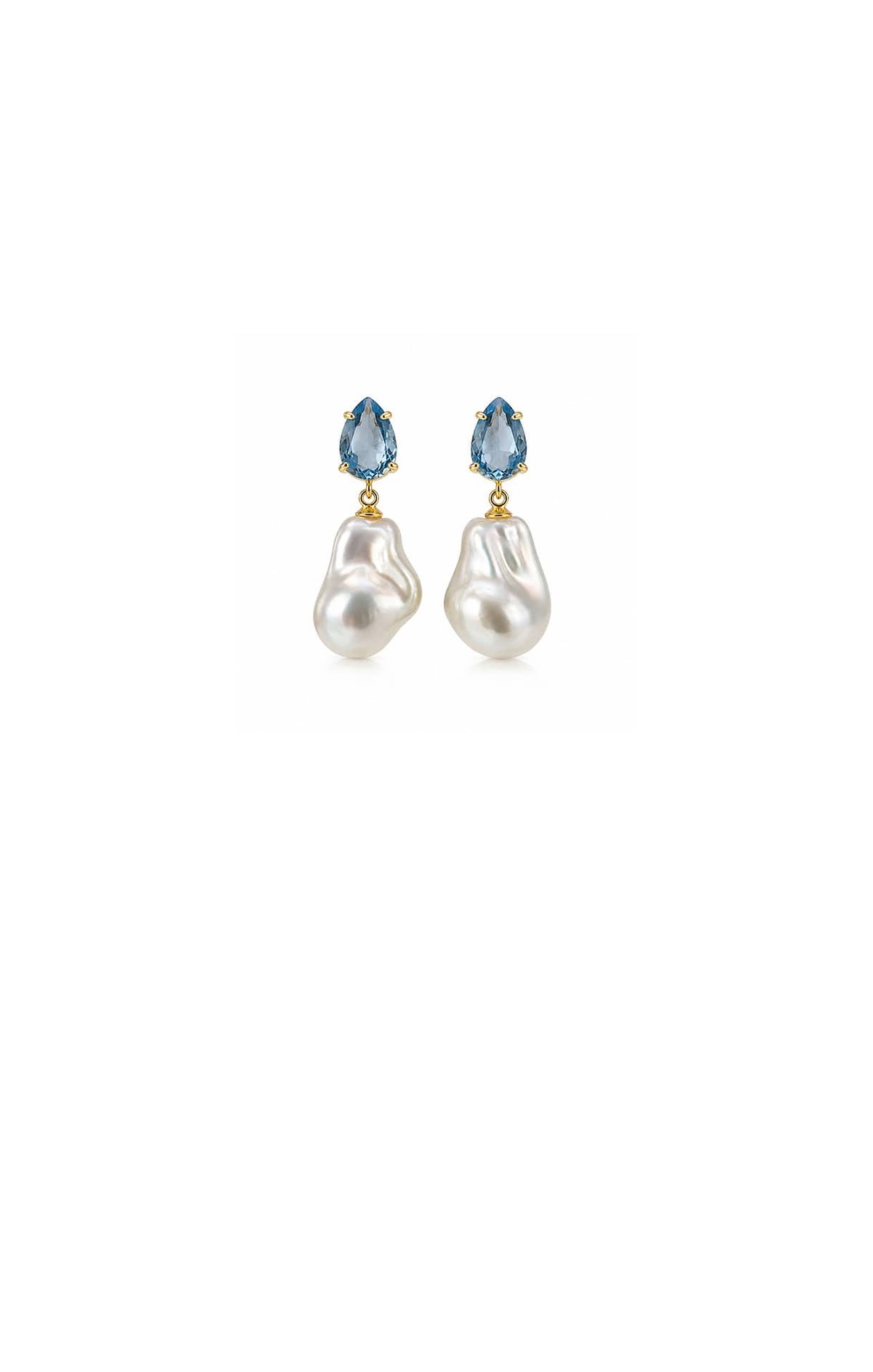 Earrings OS / LIGHT SAPPHIRE BONNIE CRYSTAL PEARL DROP EARRINGS IN LIGHT SAPPHIRE