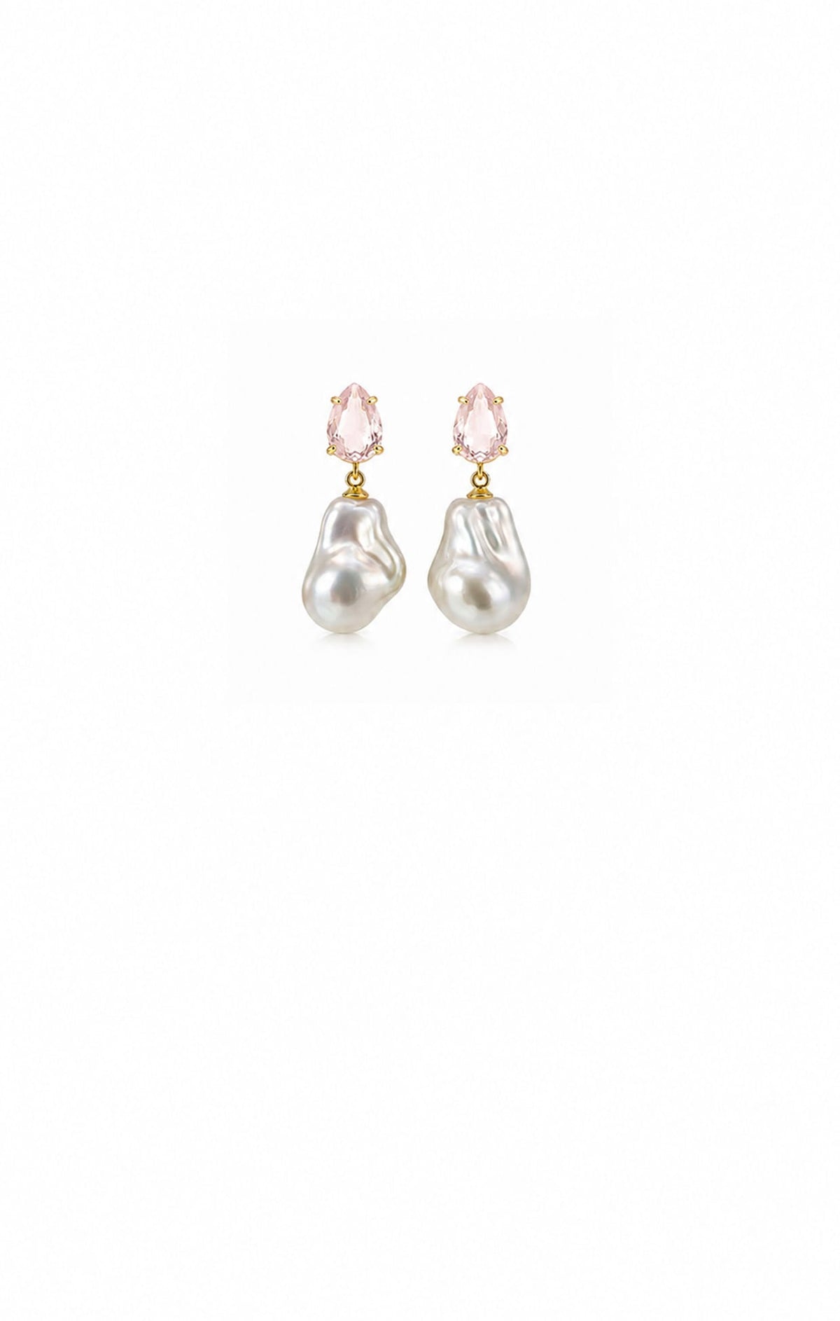 Earrings OS / PALE PINK BONNIE CRYSTAL PEARL DROP EARRINGS IN PALE PINK