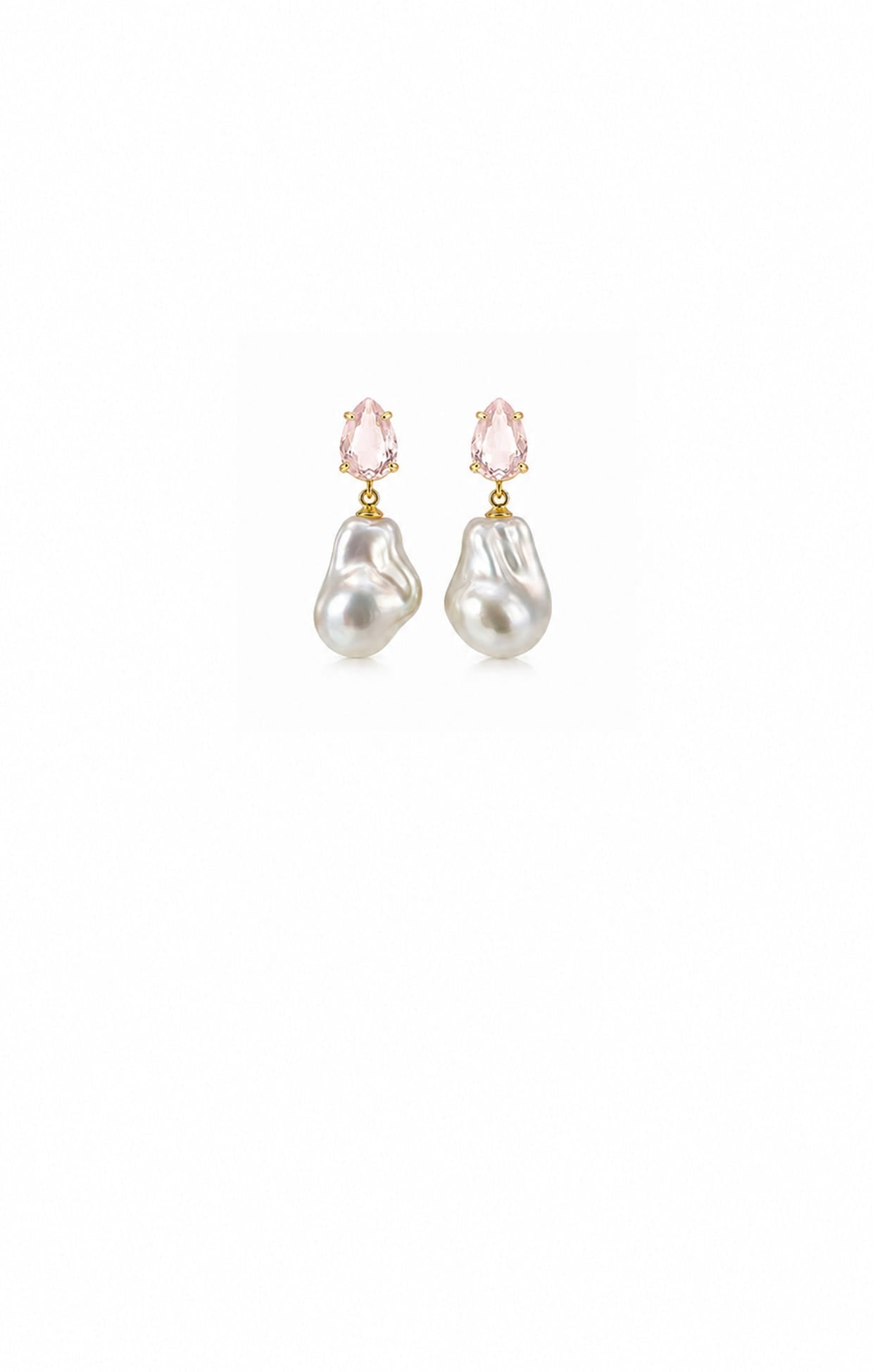 Earrings OS / PALE PINK BONNIE CRYSTAL PEARL DROP EARRINGS IN PALE PINK