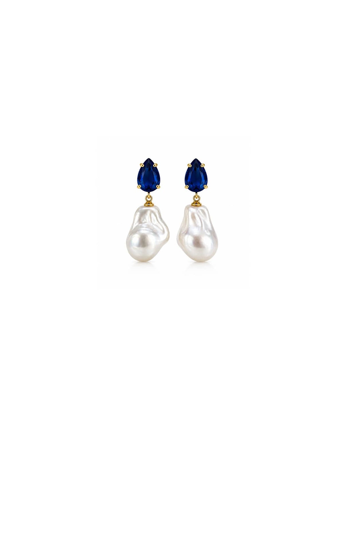 Earrings OS / SAPPHIRE BONNIE CRYSTAL PEARL DROP EARRINGS IN SAPPHIRE