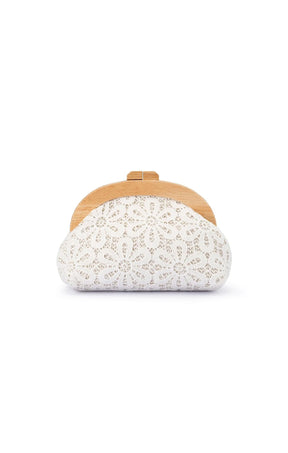 Bags OS / WHITE BONNIE LACE CLUTCH IN WHITE