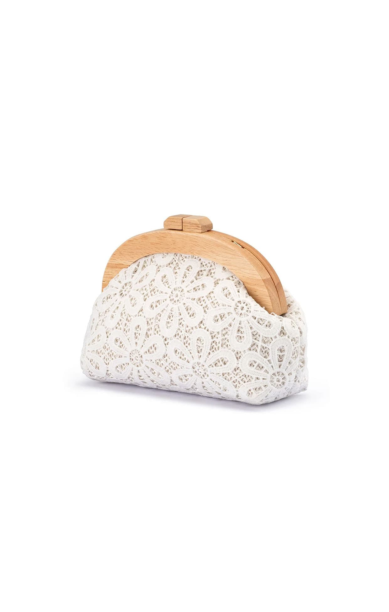 Bags OS / WHITE BONNIE LACE CLUTCH IN WHITE