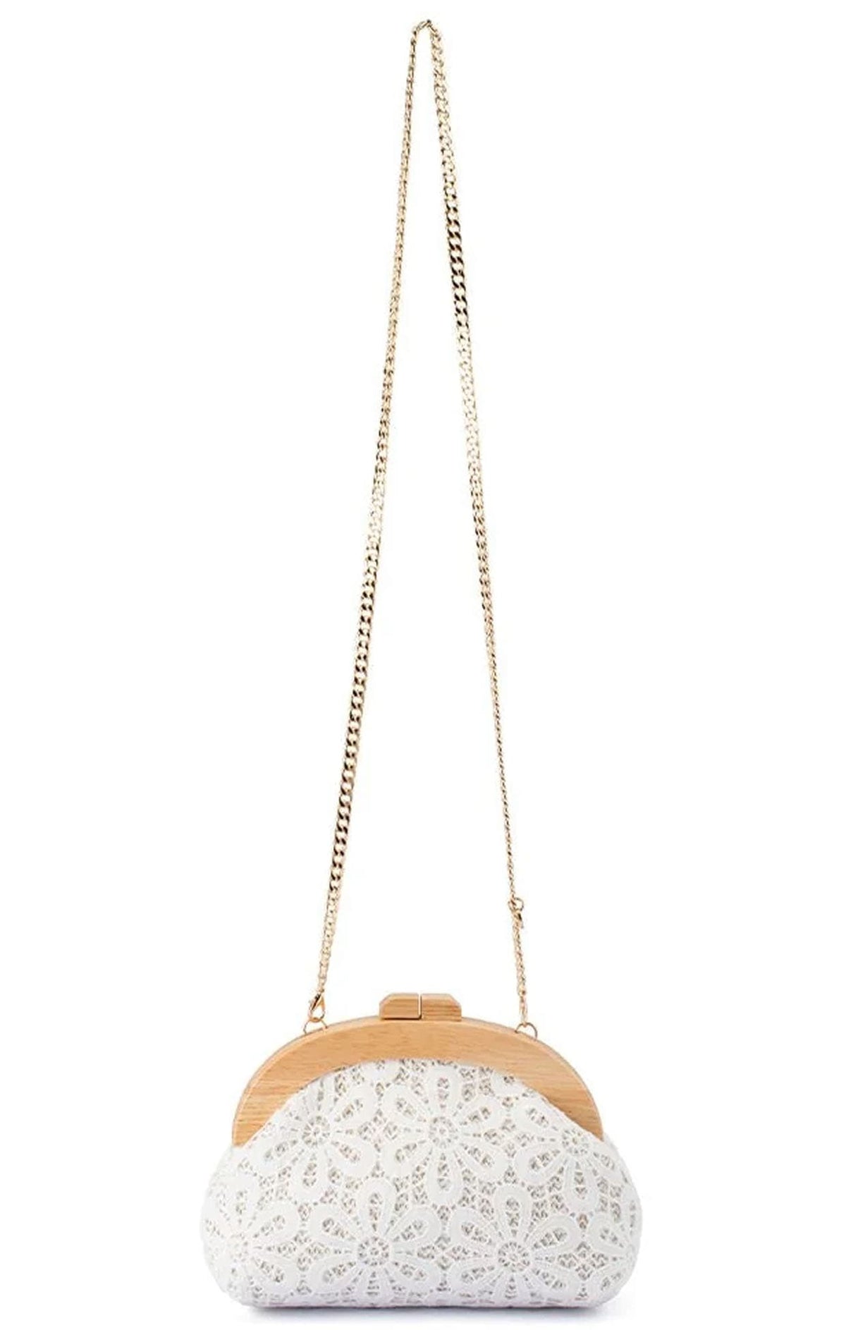 Bags OS / WHITE BONNIE LACE CLUTCH IN WHITE