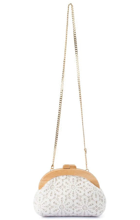 Bags OS / WHITE BONNIE LACE CLUTCH IN WHITE