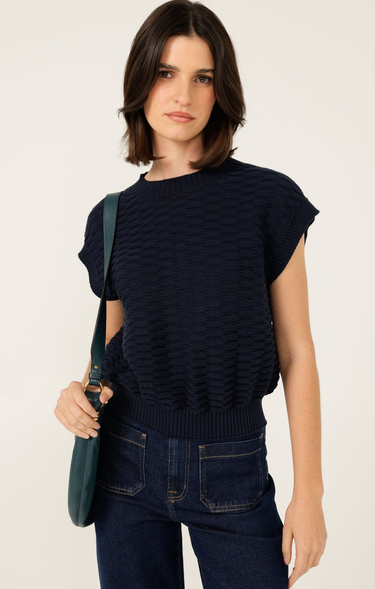 Knitwear BUBBLE KNIT TOP IN NAVY