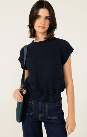 Knitwear BUBBLE KNIT TOP IN NAVY