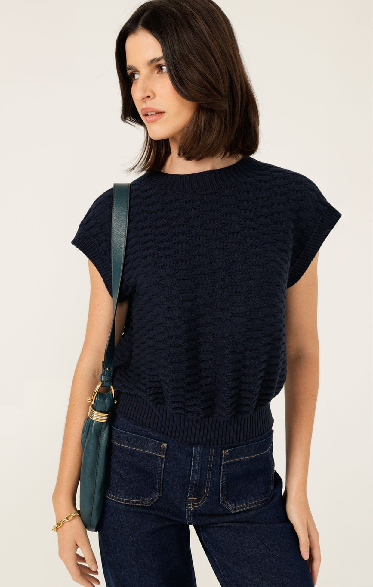 Knitwear BUBBLE KNIT TOP IN NAVY