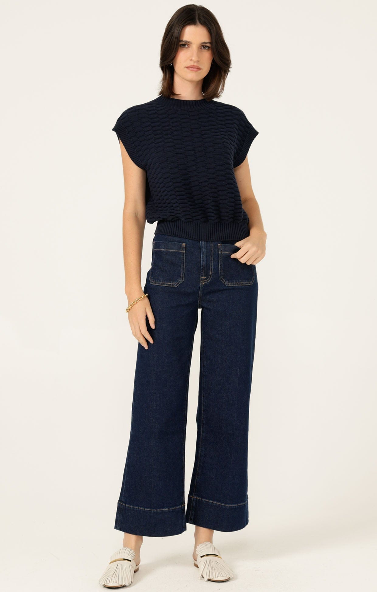 Knitwear BUBBLE KNIT TOP IN NAVY
