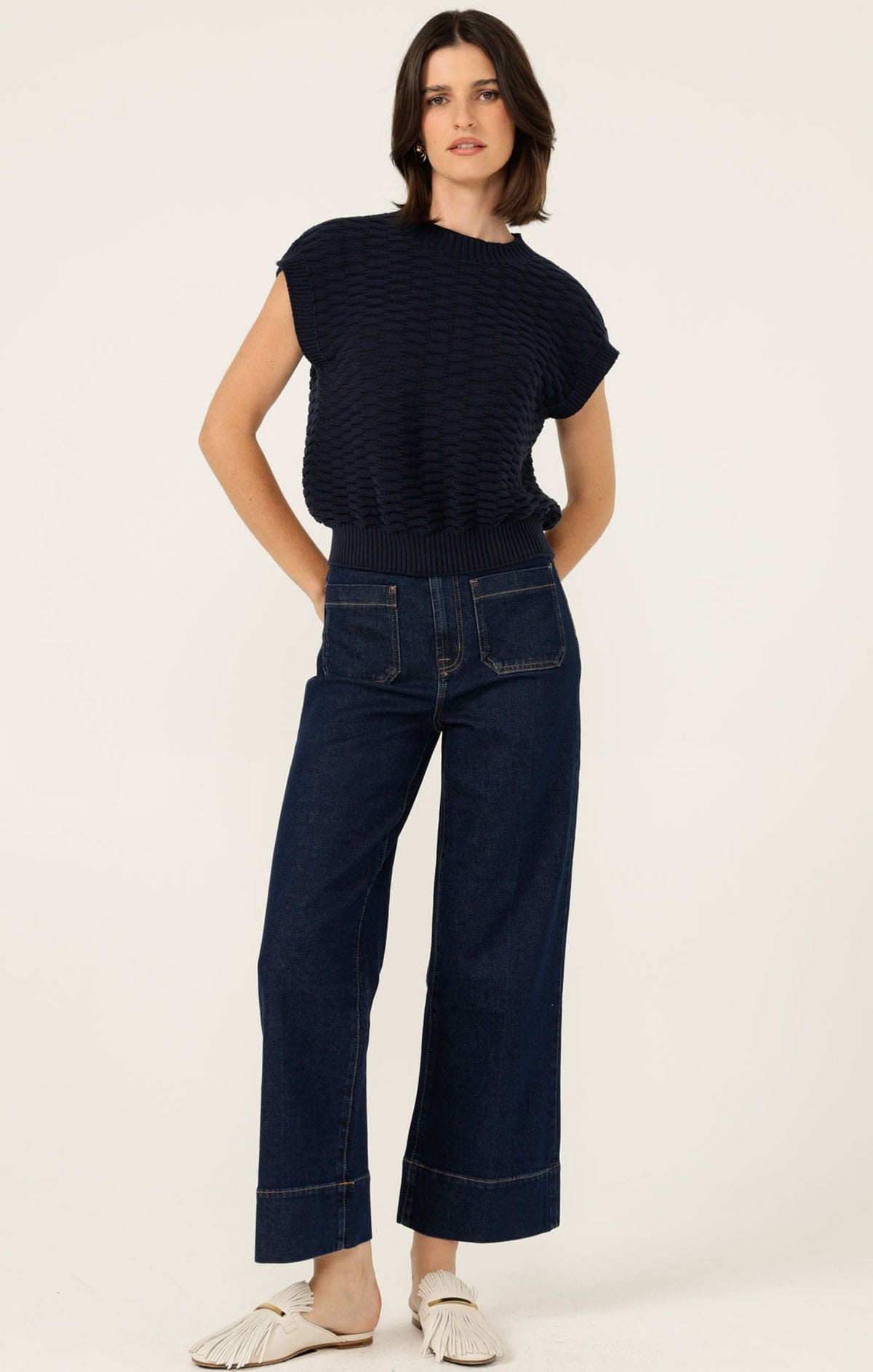 Knitwear BUBBLE KNIT TOP IN NAVY