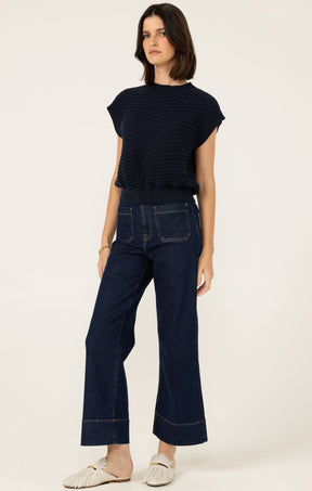 Knitwear BUBBLE KNIT TOP IN NAVY