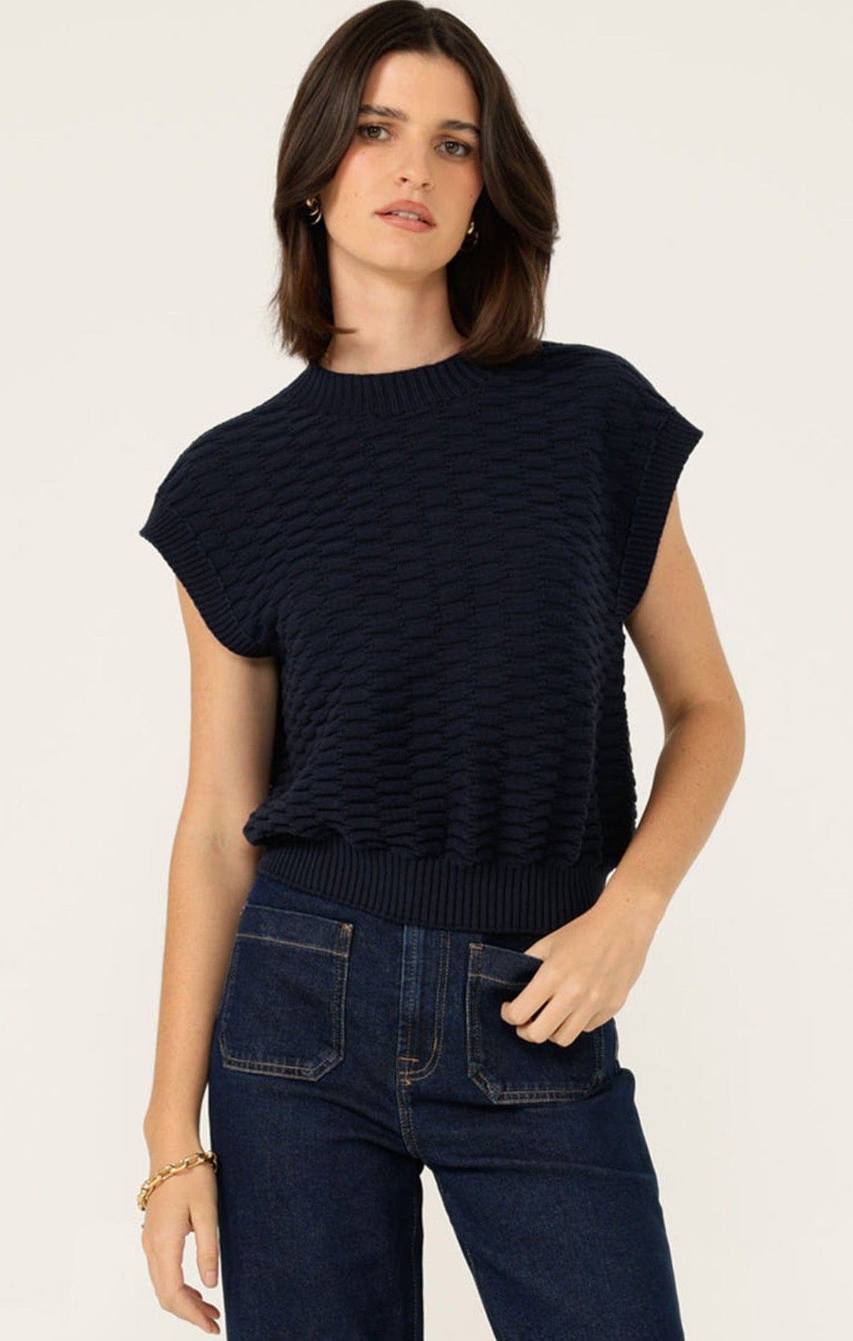 Knitwear BUBBLE KNIT TOP IN NAVY