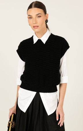 Knitwear BUBBLE KNIT TOP IN BLACK