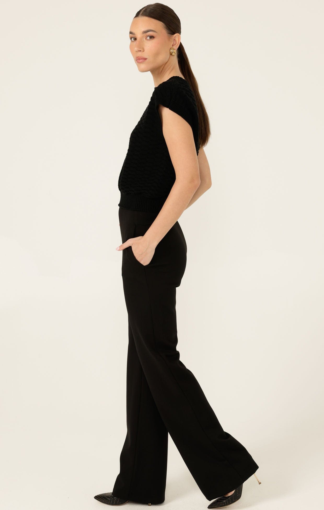 Knitwear BUBBLE KNIT TOP IN BLACK