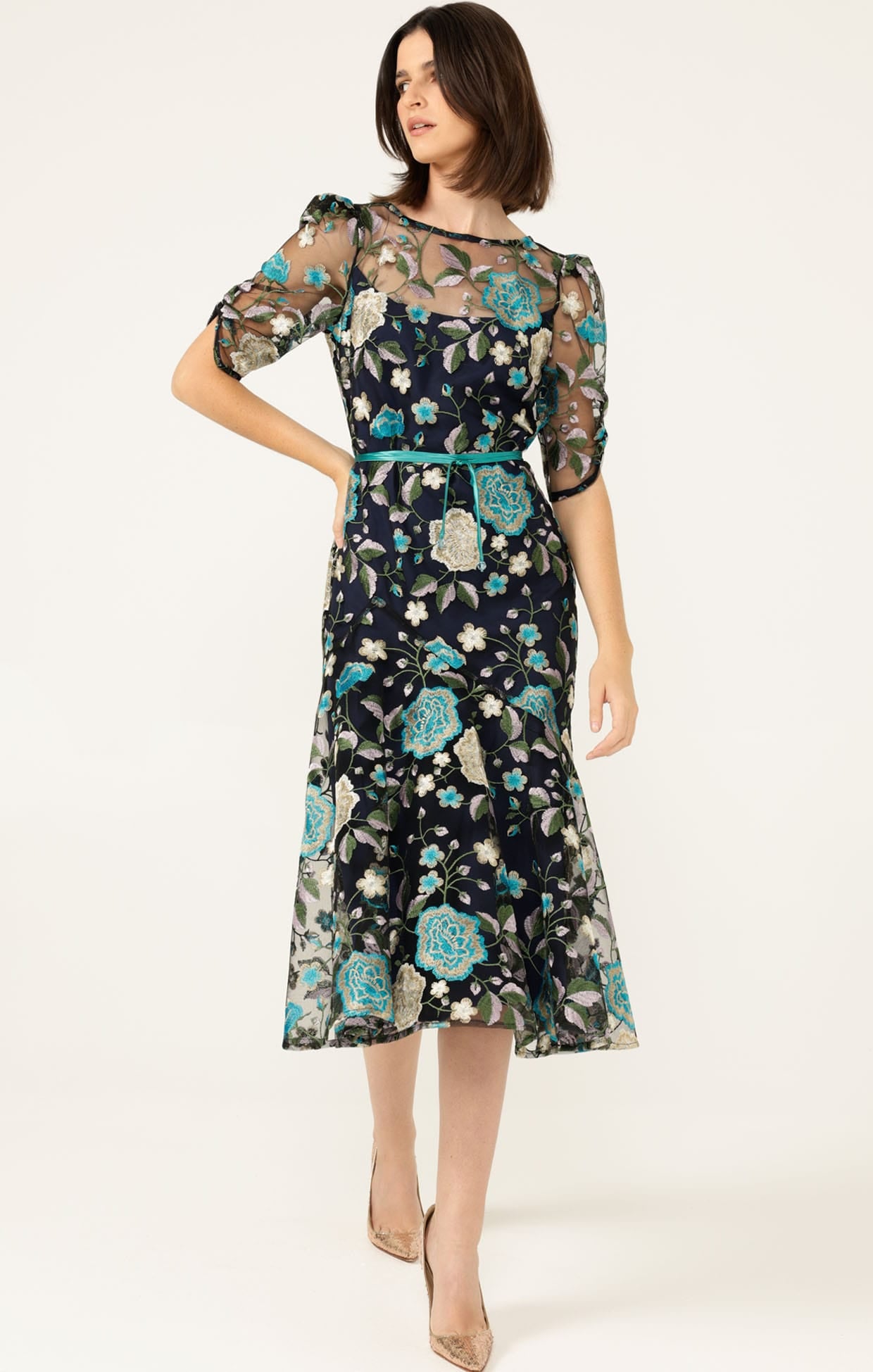 Dresses Events CARDELINA DRESS IN NAVY AQUA