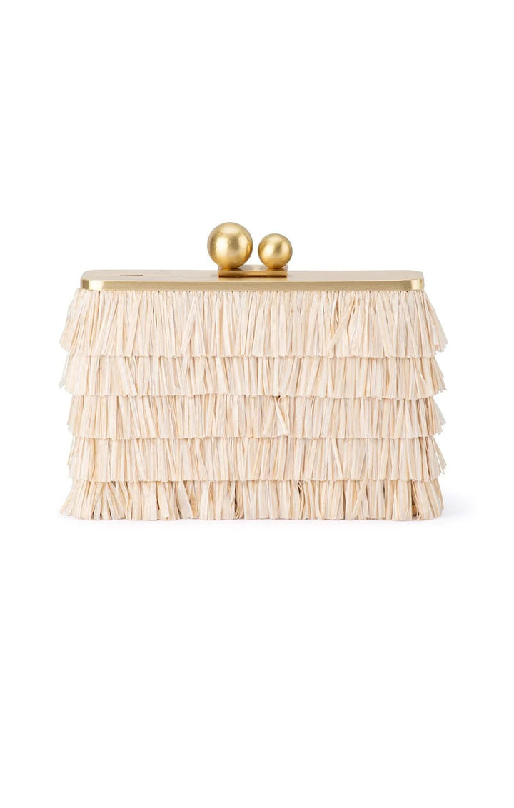 ACCESSORIES Bags Clutches OS / NEUTRAL CARLITA FRINGE CLUTCH BAG IN NATURAL