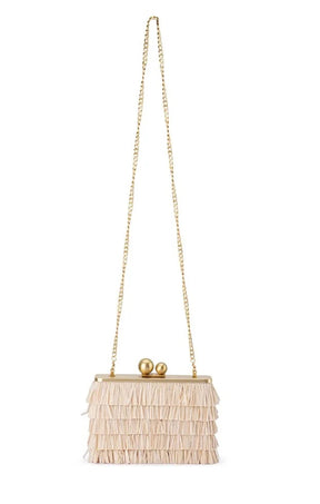 ACCESSORIES Bags Clutches OS / NEUTRAL CARLITA FRINGE CLUTCH BAG IN NATURAL