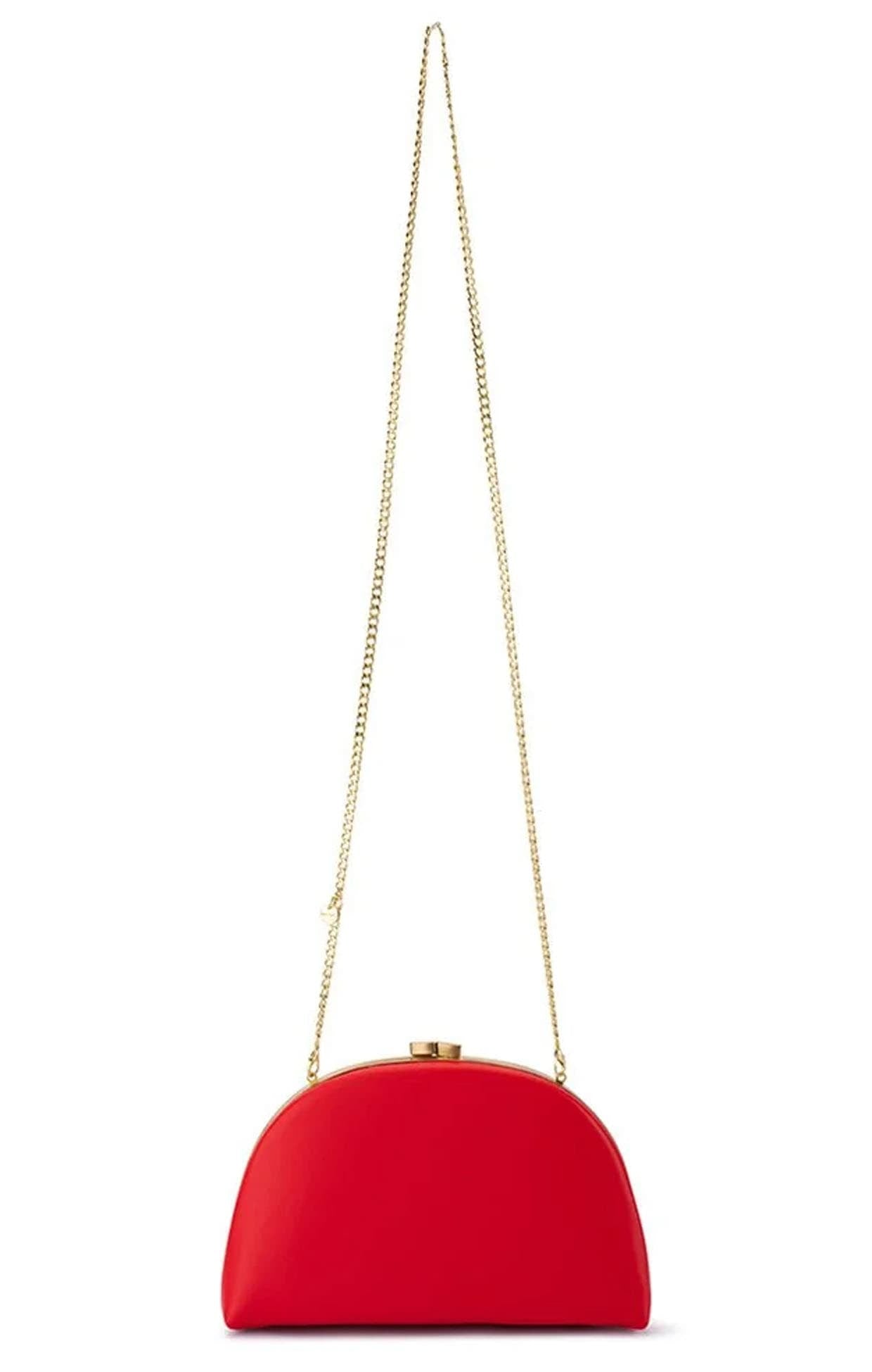 Bags OS / RED CELESTE CURVED CLUTCH IN RED