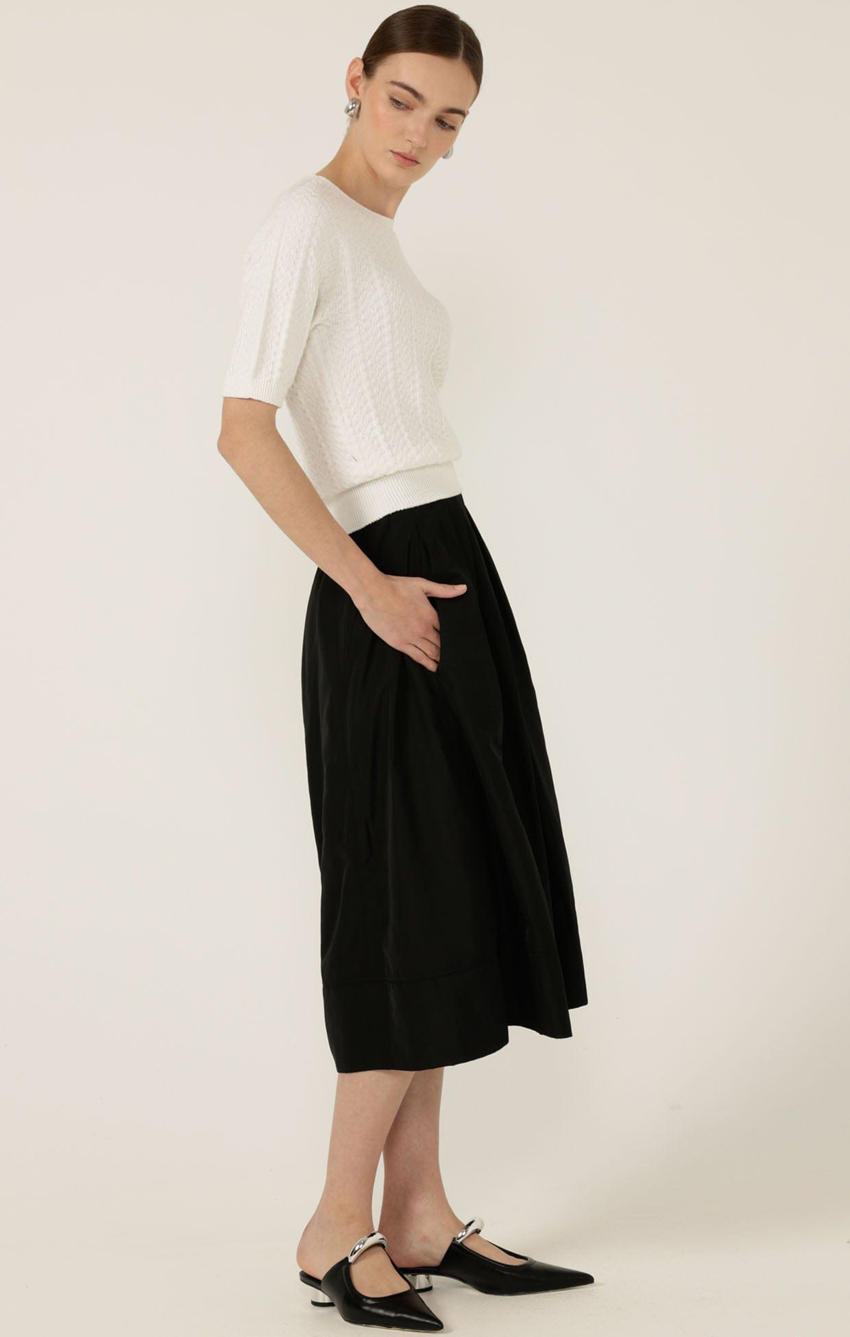 Knitwear SHORT SLEEVE CHEVRON KNIT TOP IN IVORY