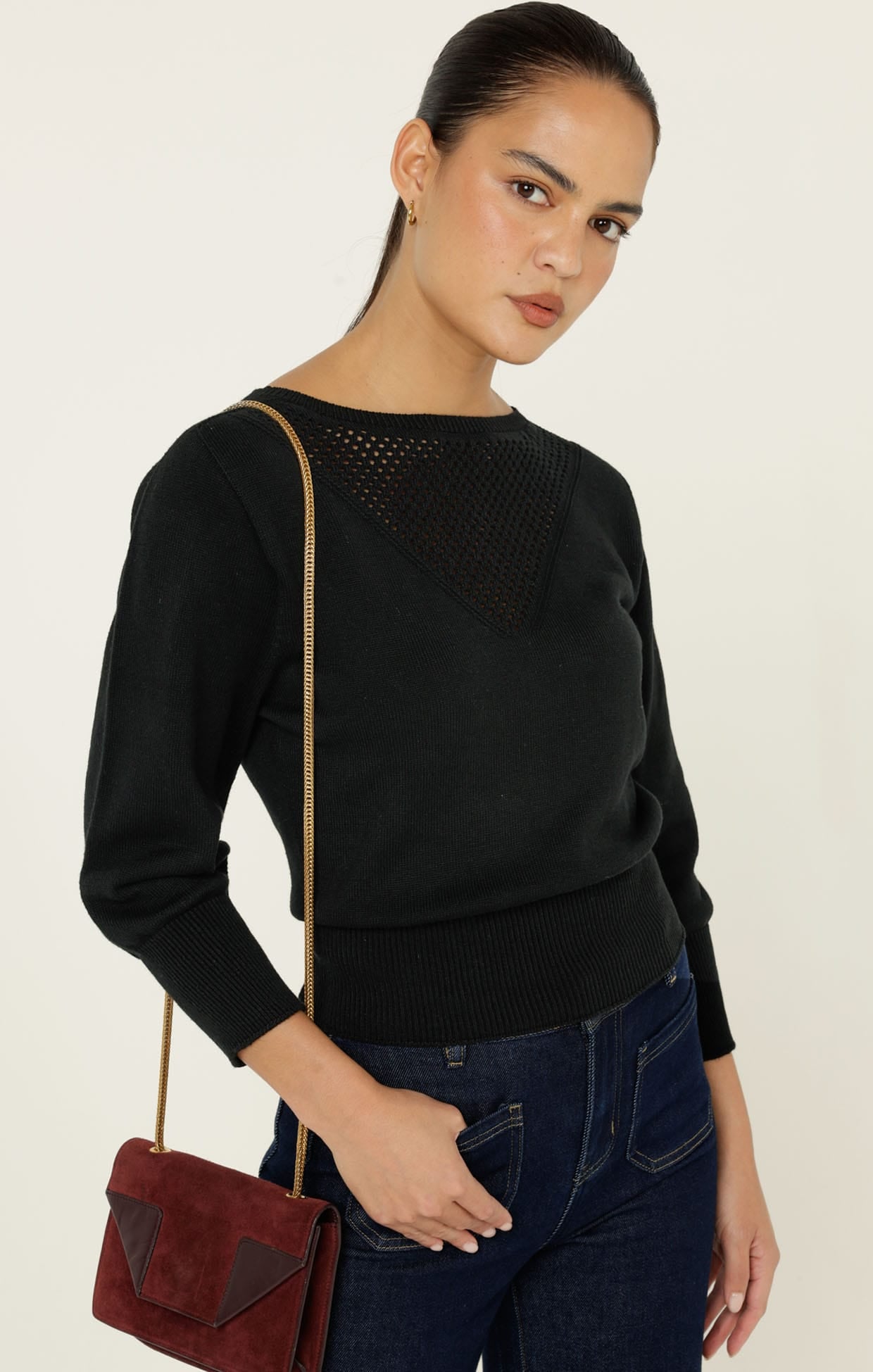 Chloe Cotton Top in Black - Layering Top for Weekends