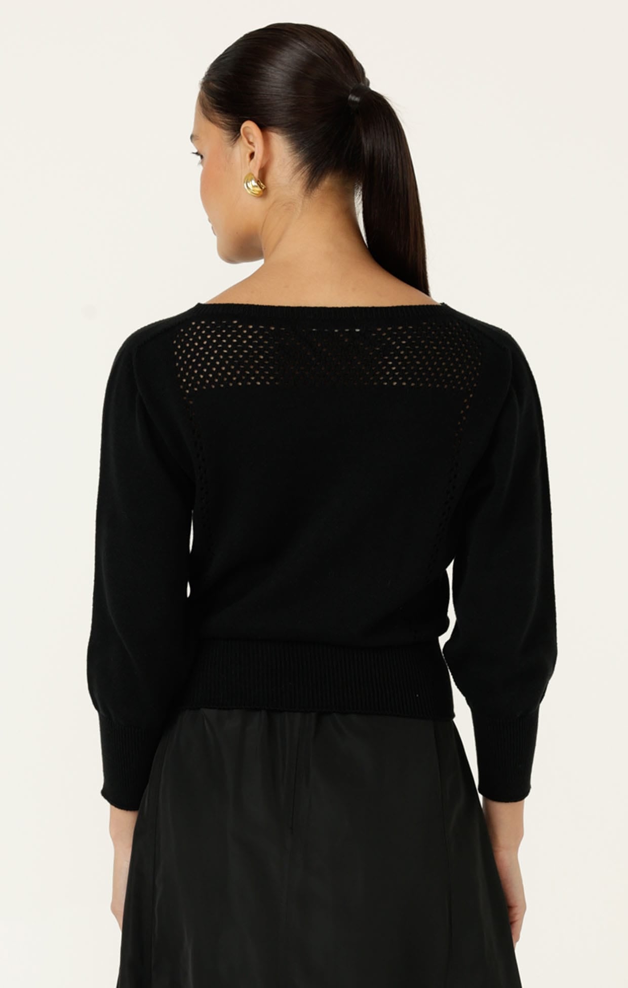 Knitwear CHLOE 3/4 SLEEVE KNIT TOP IN BLACK